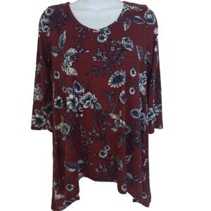 C'est La Vie Asymmetrical  Floral Print Tunic